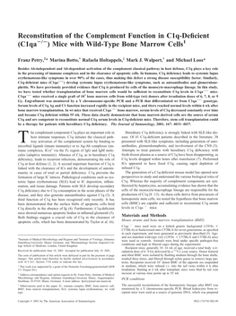 Wild-Type Bone Marrow Cells ) Mice with −/− in C1q-Deficient (C1qa