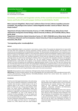 Genotoxic, Cytotoxic and Fungicidal Activity of the Essential Oil Extracted from the Leaves and Fruits of the Pink Pepper (Schinus Terebinthifolius Raddi)