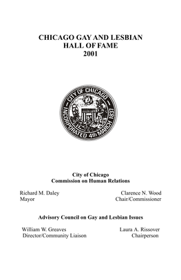 Chicago Gay and Lesbian Hall of Fame 2001