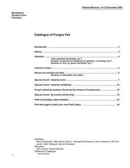 Catalogue of Fungus Fair