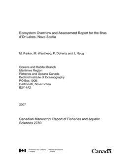 Ecosystem Overview and Assessment Report for the Bras D'or Lakes