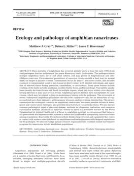 Ecology and Pathology of Amphibian Ranaviruses