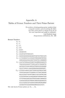 Appendix a Tables of Fermat Numbers and Their Prime Factors