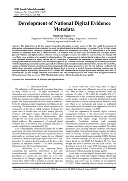 Development of National Digital Evidence Metadata