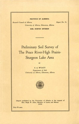 Preliminary Soil Survey of the Peace River-High Prairie-Sturgeon Lake