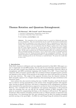 Thomas Rotation and Quantum Entanglement