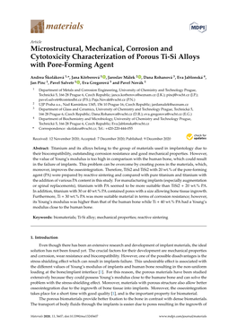 Microstructural, Mechanical, Corrosion and Cytotoxicity Characterization of Porous Ti-Si Alloys with Pore-Forming Agent