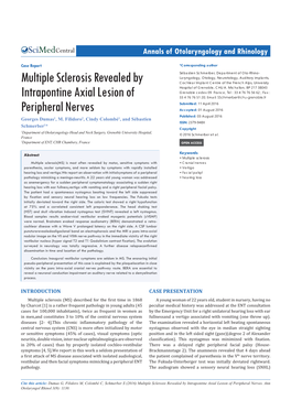 Multiple Sclerosis Revealed by Intrapontine Axial Lesion of Peripheral Nerves