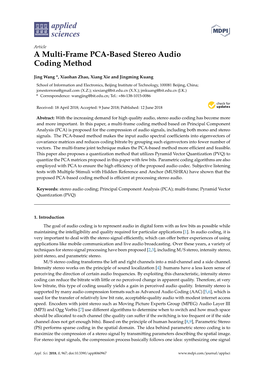 A Multi-Frame PCA-Based Stereo Audio Coding Method