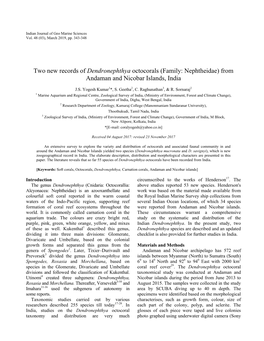 Two New Records of Dendronephthya Octocorals (Family: Nephtheidae) from Andaman and Nicobar Islands, India