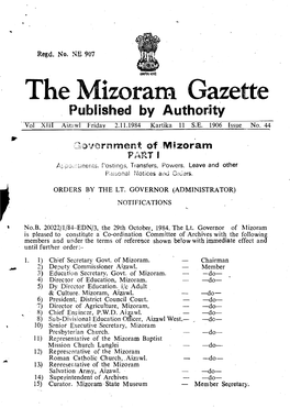 The Mizoram Gazette Published by Author,Ity
