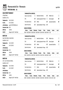 Pharmaceutical List - Pharmacies April 2014 POSTCODE AREA: G1
