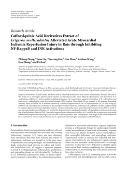 Caffeoylquinic Acid Derivatives Extract of Erigeron Multiradiatus Alleviated