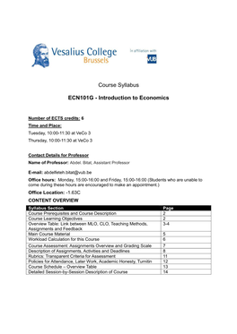 Course Syllabus ECN101G