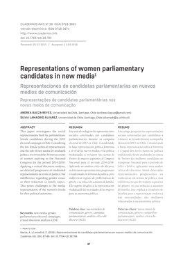 Representaciones De Candidatas Parlamentarias En Nuevos Medios De Comunicación Representações De Candidatas Parlamentárias Nos Novos Meios De Comunicação