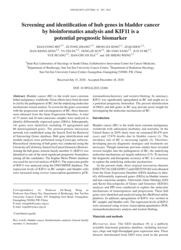 Screening and Identification of Hub Genes in Bladder Cancer by Bioinformatics Analysis and KIF11 Is a Potential Prognostic Biomarker