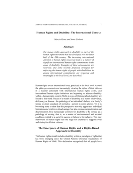 The International Context Abstract the Emergence of Human Rights and A