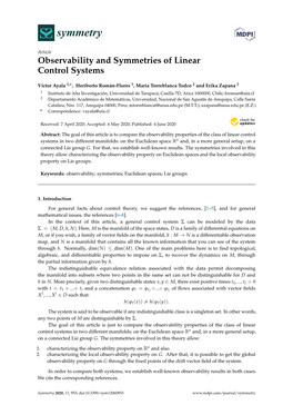 Observability and Symmetries of Linear Control Systems