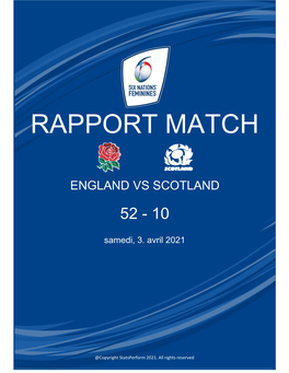 England Vs Scotland 52 Rapport- 10 Match