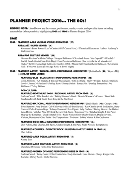 PLANNER PROJECT 2016... the 60S!