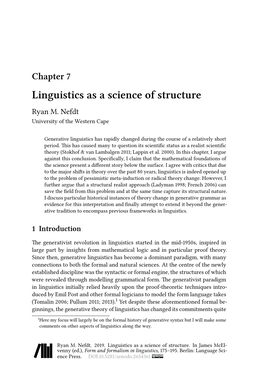 Chapter 7 Linguistics As a Science of Structure Ryan M