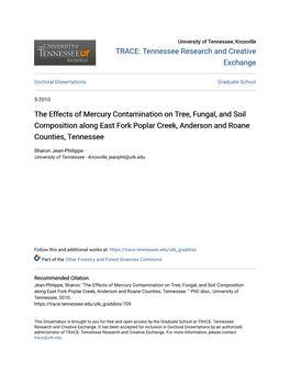 The Effects of Mercury Contamination on Tree, Fungal, and Soil Composition Along East Fork Poplar Creek, Anderson and Roane Counties, Tennessee