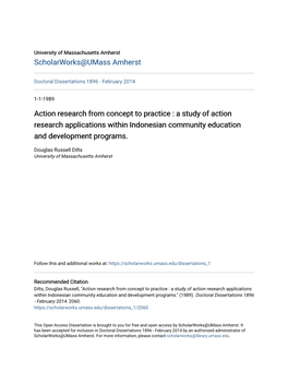 Action Research from Concept to Practice : a Study of Action Research Applications Within Indonesian Community Education and Development Programs
