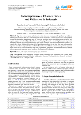 Palm Sap Sources, Characteristics, and Utilization in Indonesia