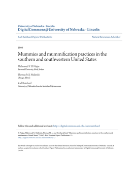 Mummies and Mummification Practices in the Southern and Southwestern United States Mahmoud Y