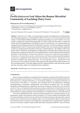 Perilla Frutescens Leaf Alters the Rumen Microbial Community of Lactating Dairy Cows