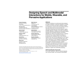 Designing Speech and Multimodal Interactions for Mobile, Wearable, and Pervasive Applications