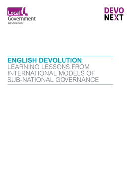 English Devolution: Learning Lessons from International Models of Sub