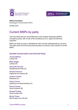 Current Msps by Party