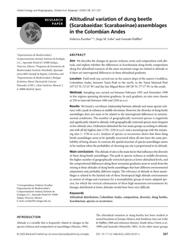 Altitudinal Variation of Dung Beetle (Scarabaeidae: Scarabaeinae