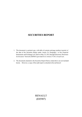 Securities Report Renault (E05907)