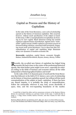 Capital As Process and the History of Capitalism