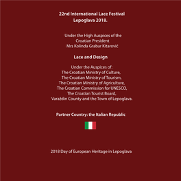 Lace and Design 22Nd International Lace Festival Lepoglava 2018