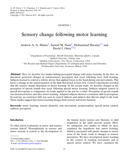 Sensory Change Following Motor Learning