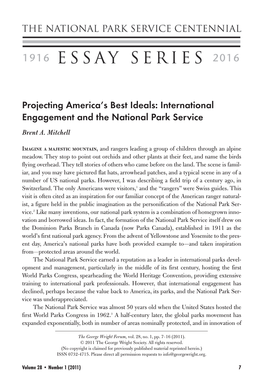 Projecting America's Best Ideals: International Engagement and the National Park Service