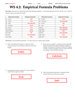 WS 4.2: Empirical Formula Problems