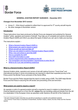 GENERAL AVIATION REPORT GUIDANCE – December 2013