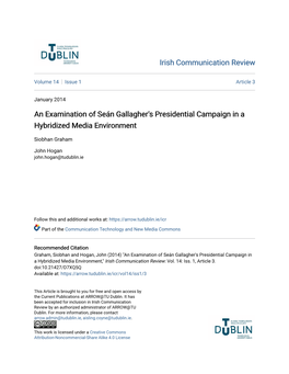 An Examination of Seán Gallagher's Presidential Campaign in a Hybridized Media Environment