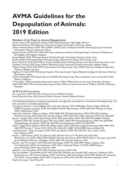 AVMA Guidelines for the Depopulation of Animals: 2019 Edition