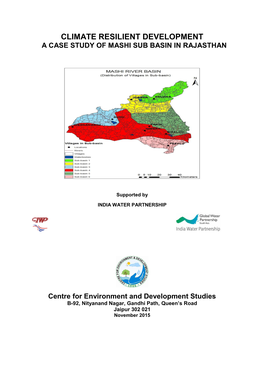 Climate Resilient Development a Case Study of Mashi Sub Basin in Rajasthan