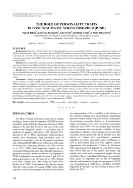 The Role of Personality Traits in Posttraumatic