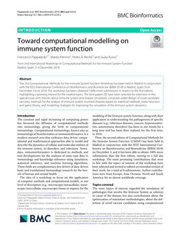 Toward Computational Modelling on Immune System Function Francesco Pappalardo1*, Marzio Pennisi2, Pedro A