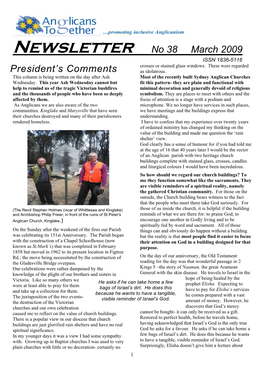 Newsletter No 38 March 2009 President's Comments