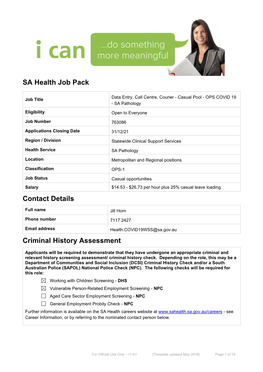 SA Health Job Pack