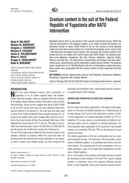 Uranium Content in the Soil of the Federal Republic of Yugoslavia After NATO Intervention