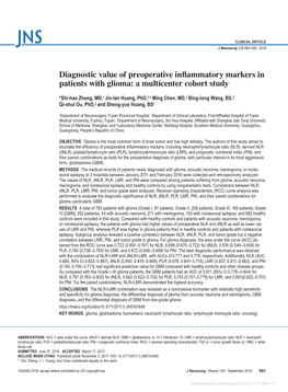 Diagnostic Value of Preoperative Inflammatory Markers in Patients with Glioma: a Multicenter Cohort Study